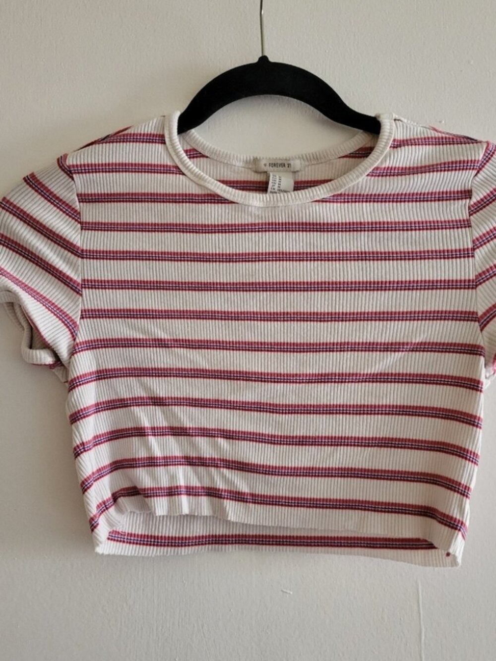 Red and White Striped Crop Top